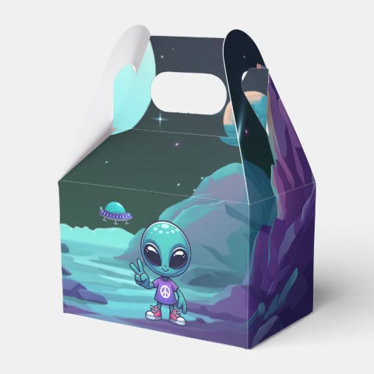 Niedliche Alien und Raumfahrt Geschenkschachtel (Vorderseite)