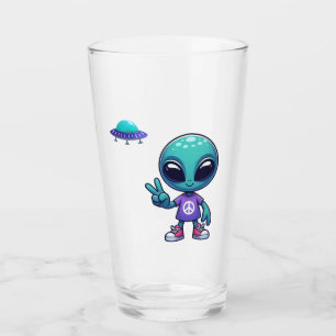 Niedliche Alien und Raumfahrt Glas