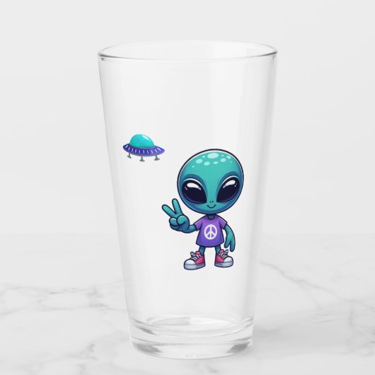 Niedliche Alien und Raumfahrt Glas (Vorderseite)