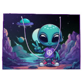 Niedliche Alien und Raumfahrt Große Geschenktüte (Rückseite)