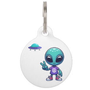 Niedliche Alien und Raumfahrt Haustiermarke