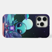 Niedliche Alien und Raumfahrt iPhone Hülle (Rückseite (Horizontal))