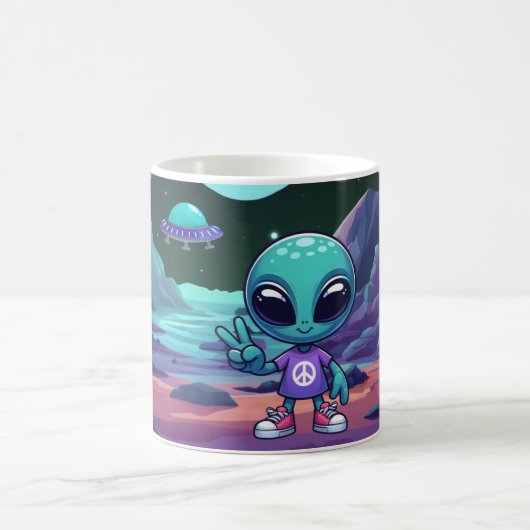 Niedliche Alien und Raumfahrt Kaffeetasse (Mittel)