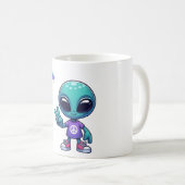 Niedliche Alien und Raumfahrt Kaffeetasse (VorderseiteRechts)