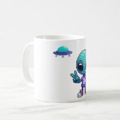 Niedliche Alien und Raumfahrt Kaffeetasse (Vorderseite Links)