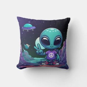 Niedliche Alien und Raumfahrt Kissen