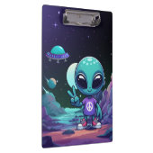 Niedliche Alien und Raumfahrt Klemmbrett (Rechts)