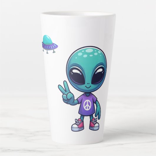 Niedliche Alien und Raumfahrt Milchtasse (Vorderseite)