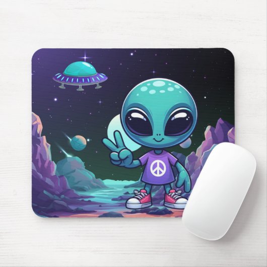 Niedliche Alien und Raumfahrt Mousepad (Mit Mouse)