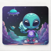 Niedliche Alien und Raumfahrt Mousepad (Vorne)