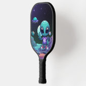 Niedliche Alien und Raumfahrt Pickleball Schläger (Links)