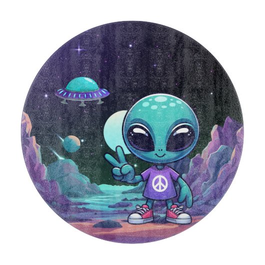 Niedliche Alien und Raumfahrt Schneidebrett (Vorderseite)