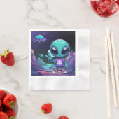 Niedliche Alien und Raumfahrt Serviette (Beispiel)