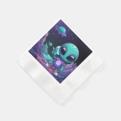 Niedliche Alien und Raumfahrt Serviette (Ecke)