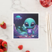 Niedliche Alien und Raumfahrt Serviette (Beispiel)