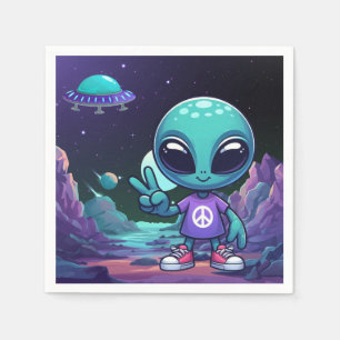 Niedliche Alien und Raumfahrt Serviette