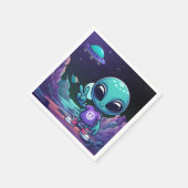 Niedliche Alien und Raumfahrt Serviette (Ecke)