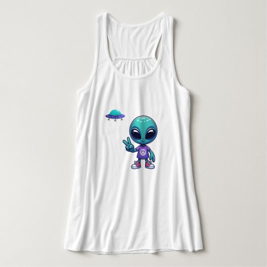 Niedliche Alien und Raumfahrt Tank Top (Design Vorderseite)