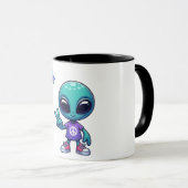 Niedliche Alien und Raumfahrt Tasse (VorderseiteRechts)