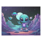Niedliche Alien und Raumfahrt Tischdecke (Vorderseite (Horizontal))
