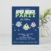 Niedliche Alien WeltraumGeburtstagsparty Einladung (Stehend Vorderseite)