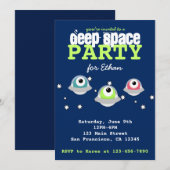 Niedliche Alien WeltraumGeburtstagsparty Einladung (Vorne/Hinten)