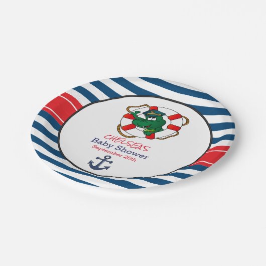 Niedliche Alligator Kinderdusche Pappteller (Schrägansicht)