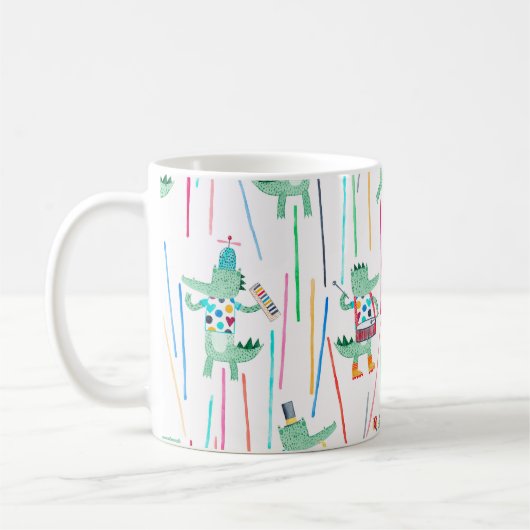 Niedliche Alligatoren mit Musikinstrumenten. Water Kaffeetasse (Links)
