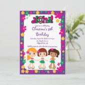 Niedliche Aloha Luau Geburtstagsparty Einladungen (Stehend Vorderseite)