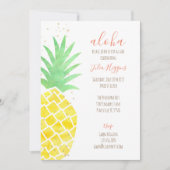 Niedliche Aloha Tropical Watercolor Ananas mit Gol Einladung (Vorderseite)