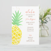 Niedliche Aloha Tropical Watercolor Ananas mit Gol Einladung (Stehend Vorderseite)