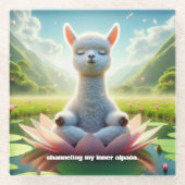 Niedliche Alpaca Dolcefarniente am Lotus Pad Glasuntersetzer (Vorderseite)