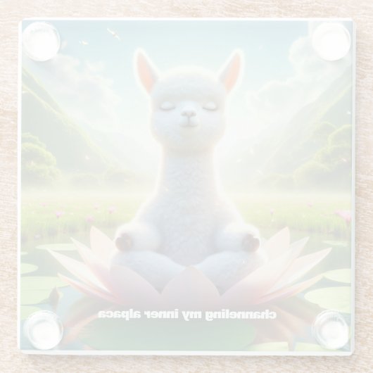 Niedliche Alpaca Dolcefarniente am Lotus Pad Glasuntersetzer (Rückseite)