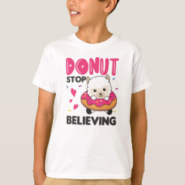 Niedliche Alpaca Funny Animes in Donut Pink T-Shirt