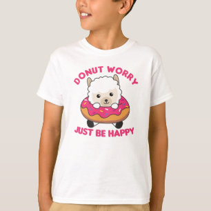 Niedliche Alpaca Funny Animes in Donut Pink T-Shirt