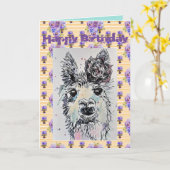 Niedliche Alpaca Llama Malerkarte Karte (Gelbe Blume)