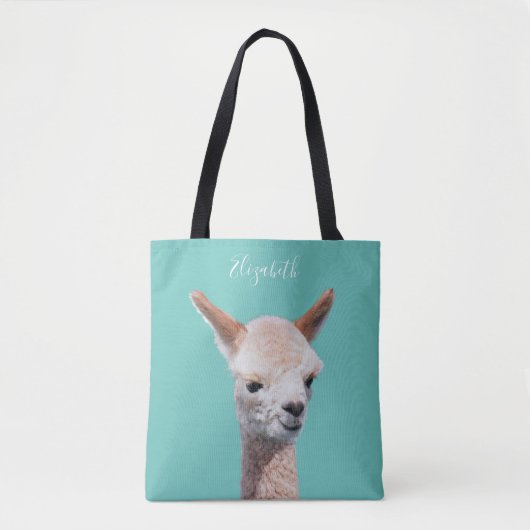Niedliche Alpaca, Name personalisieren Tasche (Vorderseite)