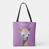 Niedliche Alpaca, Personalisienname, Lavendel Tasche (Rückseite)
