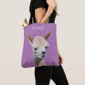 Niedliche Alpaca, Personalisienname, Lavendel Tasche (Von Nahem)
