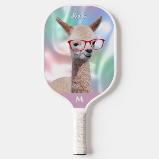 Niedliche Alpaca-rote Brille, Monogram Iridescent Pickleball Schläger (Vorderseite)