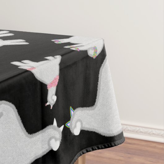 Niedliche Alpacas mit Glitzer Blasen Blume Spaß Tischdecke (Beispiel)