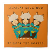 Niedliche Alpacas Rocking Goatees & Aquamarine Ser Fliese (Vorderseite)