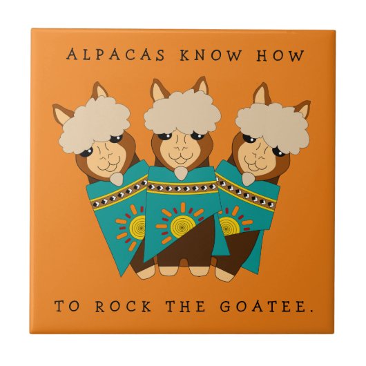 Niedliche Alpacas Rocking Goatees & Aquamarine Ser Fliese (Vorderseite)