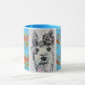 Niedliche Alpacca Llama Blau Aquarellmalerei Tasse (Zentrum)