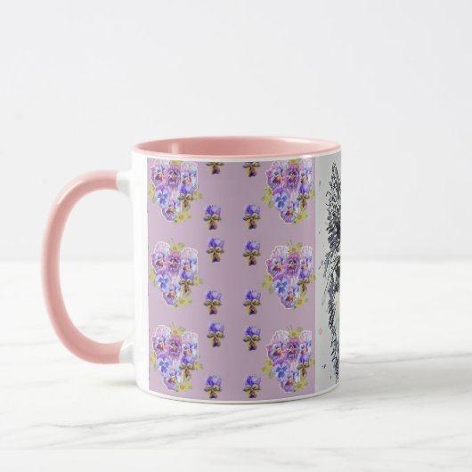 Niedliche Alpacca Llama lilac Tasse zur Aquarellma (Links)