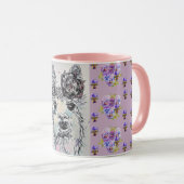 Niedliche Alpacca Llama lilac Tasse zur Aquarellma (VorderseiteRechts)