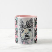 Niedliche Alpacca Llama Rose Aquarellmalerei Tasse (Zentrum)