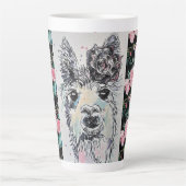 Niedliche Alpacca Llama Rose Wasserfarbe Latte Tas Milchtasse (Vorderseite)