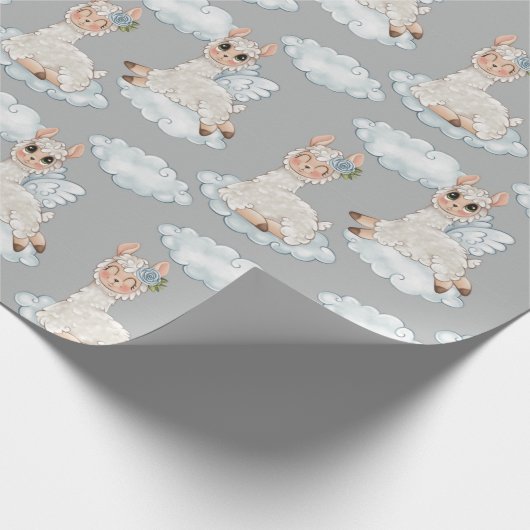 Niedliche Alpaka-Blume Geschenkpapier (Ecke)