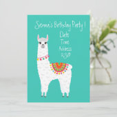 Niedliche Alpaka bunt Girls niedliche Geburtstag P Einladung (Stehend Vorderseite)